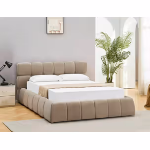 Łóżko z pojemnikiem PARMA Velvet 140x200 - ciemny beżowy Bluvel 40