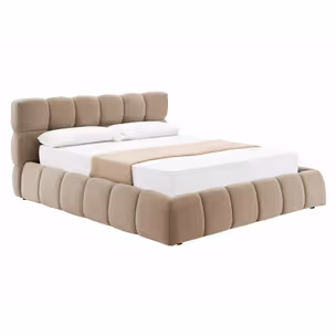 Łóżko z pojemnikiem PARMA Velvet 160x200 - ciemny beżowy Bluvel 40