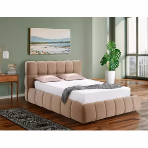 Łóżko z pojemnikiem PARMA Velvet 160x200 - ciemny beżowy Bluvel 40
