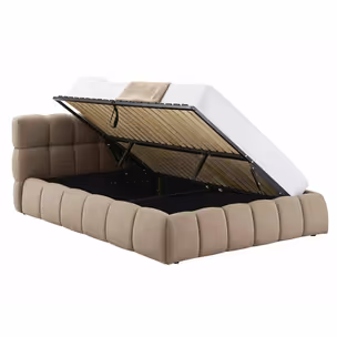 Łóżko z pojemnikiem PARMA Velvet 160x200 - ciemny beżowy Bluvel 40