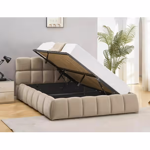 Łóżko z pojemnikiem PARMA Velvet 160x200 - ciemny beżowy Bluvel 40