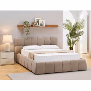 Łóżko z pojemnikiem PARMA Velvet 160x200 - ciemny beżowy Bluvel 40