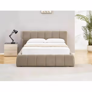 Łóżko z pojemnikiem PARMA Velvet 160x200 - ciemny beżowy Bluvel 40