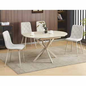 Stół okrągły rozkładany GASTON CERAMIC 100/135x100 - beż połysk/kaszmir