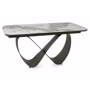 Stół rozkładany INFINITY CERAMIC 160/240x95 - biały połysk/miedziany