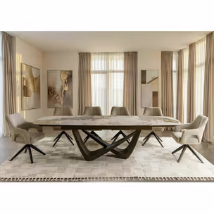 Stół rozkładany MARANELLO CERAMIC 200/290x98 - biały połysk/miedziany