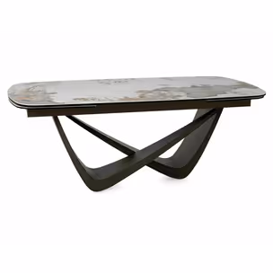 Stół rozkładany MARANELLO CERAMIC 200/290x98 - biały połysk/miedziany