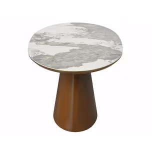 Stół owalny rozkładany MAROCCO CERAMIC 160/200x90 - biały połysk/orzech