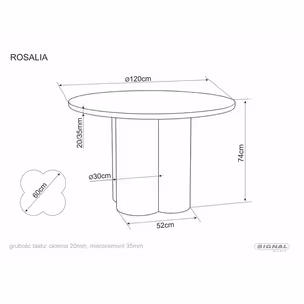 Stół okrągły ROSALIA 120 cm - jasny szary