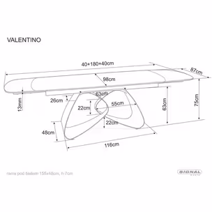 Stół rozkładany VALENTINO CERAMIC 180/260x98 - beż połysk/kaszmir