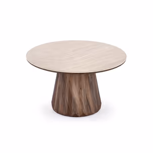 Ława okrągła DIAVOLA 80 cm - trawertyn/orzech