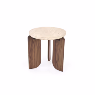 Ława okrągła MAMBO S 50 cm - trawertyn/orzech
