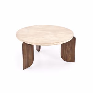Ława okrągła MAMBO 80 cm - trawertyn/orzech
