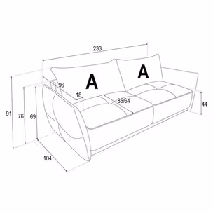 PROMOCJA - Sofa 3-osobowa LETO - tkanina Vibe
