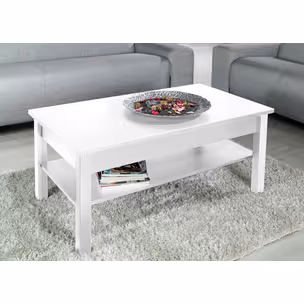 Ława z półką HIGH GLOSSY FURNITURE - biały