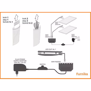 Oświetlenie LED 3 punktowe zielone, High Glossy Furniture