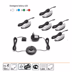 Oświetlenie 5 LED niebieskie High Glossy Furniture