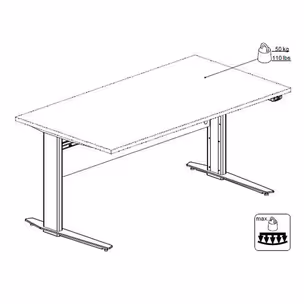 Biurko PRIMA 150 z elektryczną regulacją nóg - dąb/biały