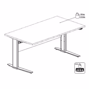 Biurko PRIMA 150 z elektryczną regulacją nóg - dąb/szary