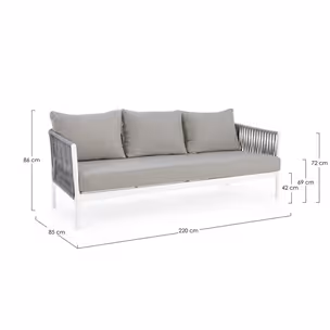 Sofa ogrodowa FLORENCIA - biały/szary