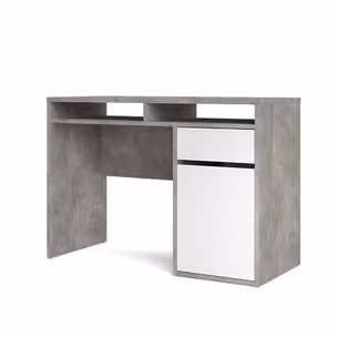 Biurko z półkami i szufladą FUNCTION PLUS 1D1S - beton/biały połysk