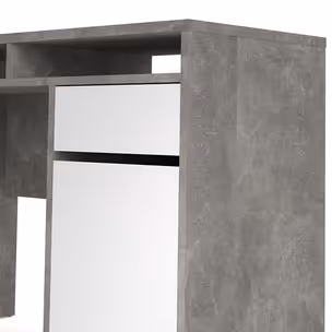 Biurko z półkami i szufladą FUNCTION PLUS 1D1S - beton/biały połysk