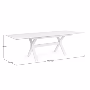 Stół ogrodowy rozkładany KENYON WHITE 180/240x100 - biały