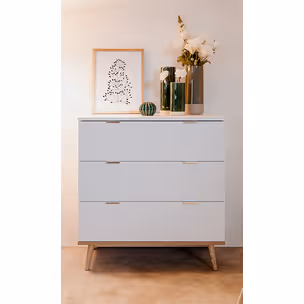 Komoda GÖTEBORG 3S 80 cm - biały mat/dąb sonoma