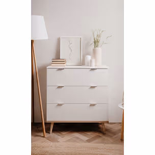 Komoda GÖTEBORG 3S 80 cm - biały mat/dąb sonoma