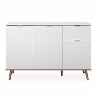 Komoda GÖTEBORG 3D1S 120 cm - biały mat/dąb sonoma