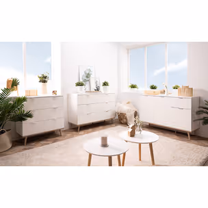Komoda GÖTEBORG 3D1S 120 cm - biały mat/dąb sonoma
