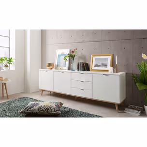 Komoda GÖTEBORG 3D3S 200 cm - biały mat/dąb sonoma
