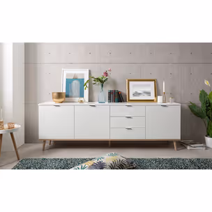 Komoda GÖTEBORG 3D3S 200 cm - biały mat/dąb sonoma