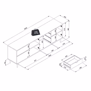 Komoda GÖTEBORG 3D3S 200 cm - biały mat/dąb sonoma