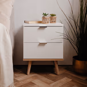 Szafka nocna GÖTEBORG 2S - biały mat/dąb sonoma