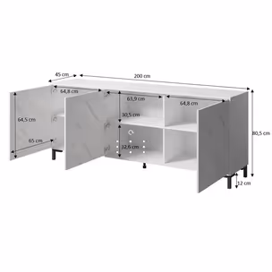 Komoda 3-drzwiowa LATINA 200 cm - biały mat