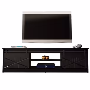 Szafka RTV 2-drzwiowa WINDSOR 200 cm - czarny mat/czarny połysk