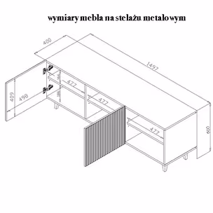 Szafka RTV 2-drzwiowa MALIA - czarny mat/złoty stelaż