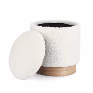 Zestaw 2 puf ze schowkiem ZOYA TEDDY - biały