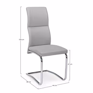 Krzesło z ekoskóry THELMA Light Grey - szary