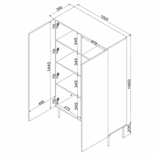 Komoda wysoka MODENA 100 - czarny mat