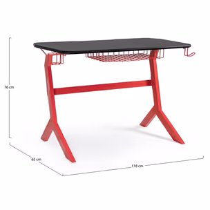 Biurko gamingowe GAMING 118x65 - czarny/czerwony