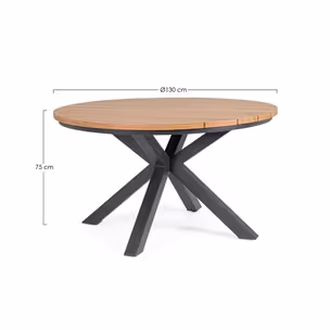 Stół okrągły ogrodowy ZELMAR 130 cm - naturalny/antracyt
