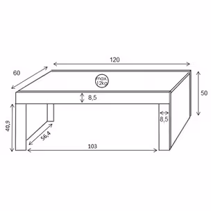 Stolik kawowy TUCSON 120x60 - biały mat/biały połysk