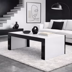 Stolik kawowy TUCSON 120x60 - biały mat/czarny połysk