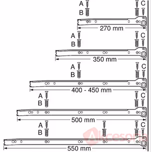 Szuflada METABOX 320M H=86mm Wysuw75% SZARA dł.27cm Blum