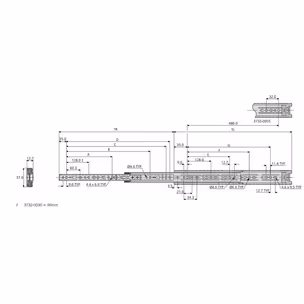 Prowadnica kulkowa DZ3732 / dł. 60 cm / 40 kg / wysuw 100%