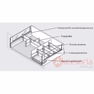 Ścianka Działowa Z46L Do Tandembox dł.50cm Czarna