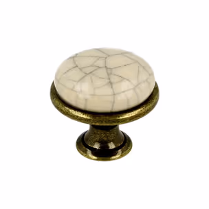 Gałka GP19 - mosiądz antyczny, mleczna porcelana popękana / fi 29 mm