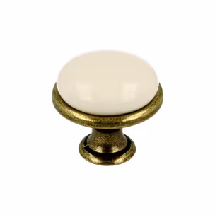 Gałka GP19 - mosiądz antyczny, porcelana mleczna / fi 29 mm